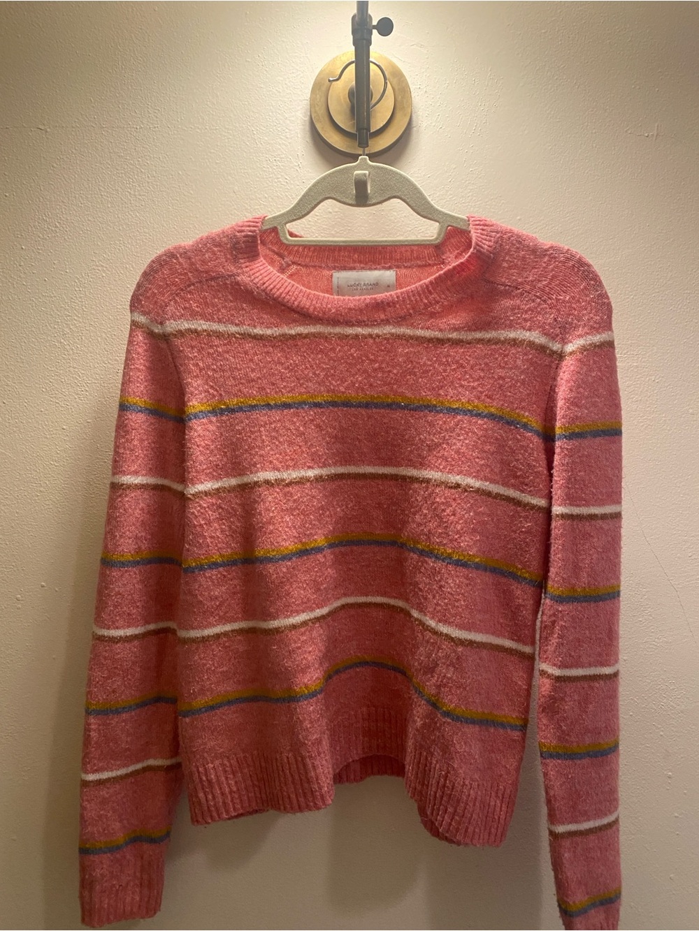 Lucky Brand Pink Striped Crewneck Sweater - Soft Knit Women's Pullover